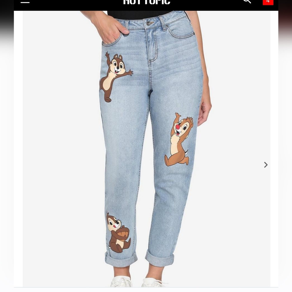 NEW HOT TOPIC  CHIP AND DALE MOM JEANS SIZE 20